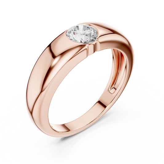 Round Cut Moissanite Men's Heavy Gold Statement Ring - view 3