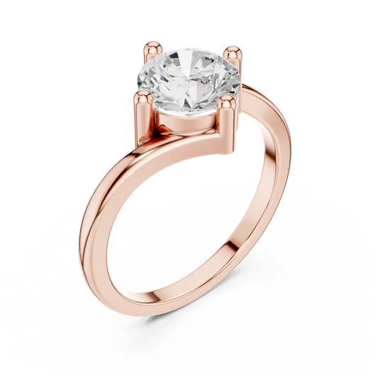Round Cut Lab Diamond Twisted Solitaire Engagement Ring - view 3