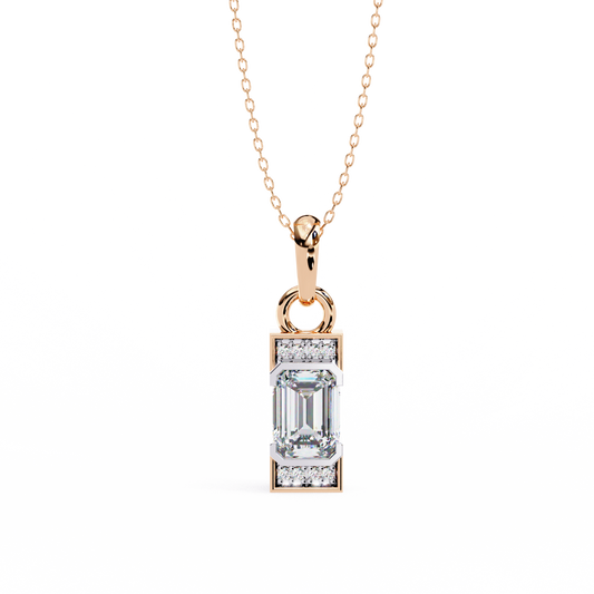 Emerald Cut Solitaire Pendant with Center - view 2