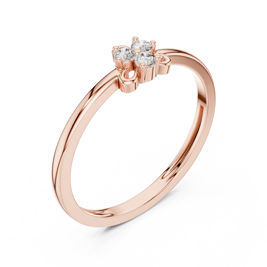 Clover Ring with Brilliant Round Lab Diamond Trio - view 3