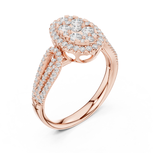 Radiant Shape Lab Grown Diamond Halo Cluster Ring - view 3