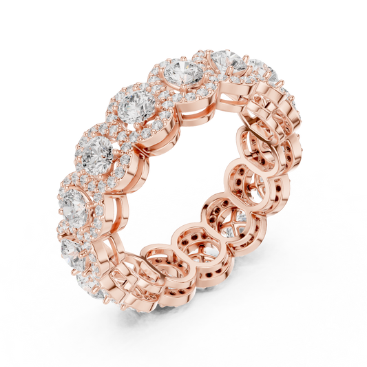 Round Lab Diamond Halo Eternity Band For Women - view 3