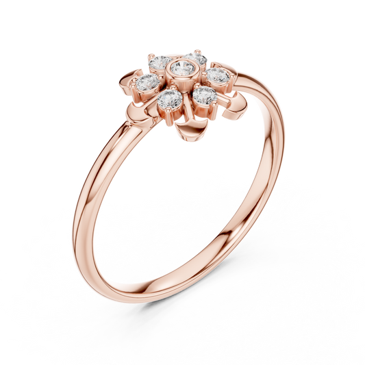 Floral Round Cut Moissanite Cluster Anniversary Ring - view 3