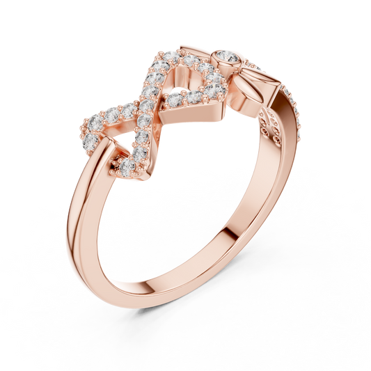 Round Cut Lab Diamond Infinity Floral Ring Pave Statement Band - view 3
