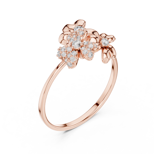 Round Moissanite Floral Cluster Statement Ring - view 3