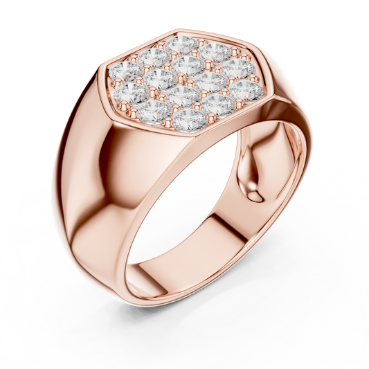 Round Cut Lab Grown Diamond Men's Modern Geometric Cluster Wedding Band - view 3