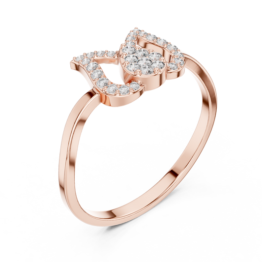 Lotus Inspired Round Moissanite Anniversary Ring With Pave Setting - view 3
