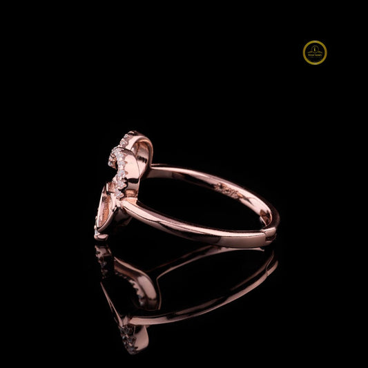 Double Heart Shape Pave Setting Round Moissanite Anniversary Ring - view 3