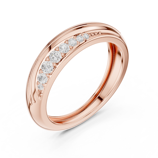 Round Cut Moissanite Men's Single Row Channel Accent Gold Ring - view 3