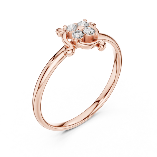 Round Lab Diamond Floral Cluster Ring With Slim Band - view 3