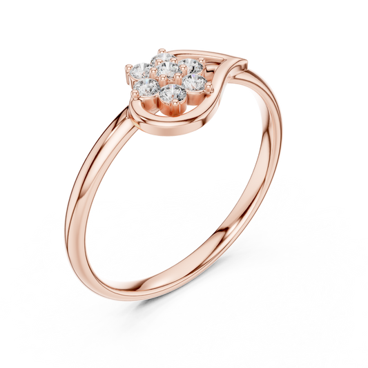 Floral Round Lab Diamond Delicate Wear Ring For Women - view 3