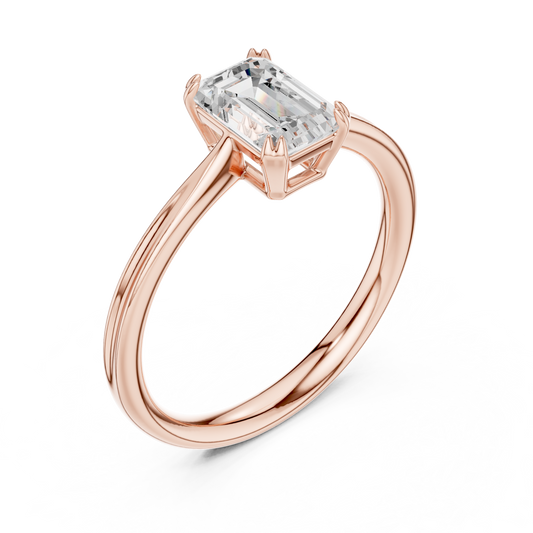 Emerald Cut Lab Diamond Solitaire Engagement Ring - view 3