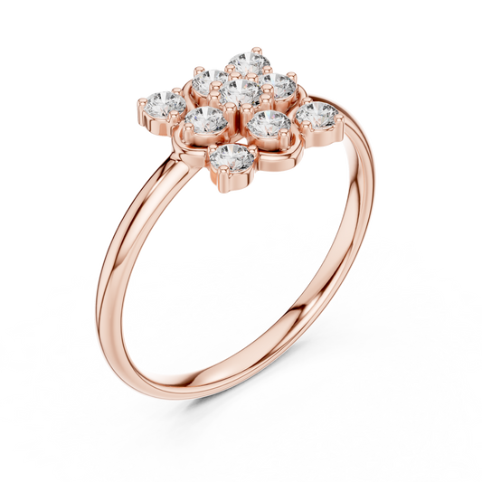 Floral Cluster Round Cut Moissanite Anniversary Ring - view 3