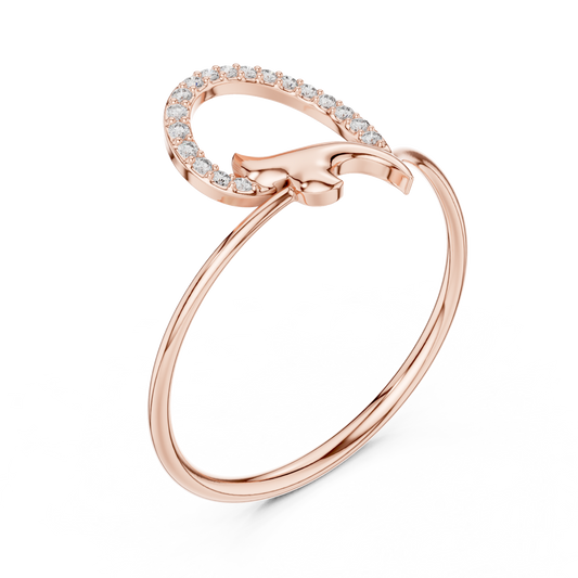 Round Lab Diamond Swirl Ring With Minimal Pave Open Design - view 3