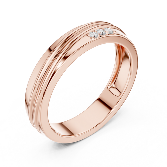 Round Cut Moissanite Men's 3 Stone Off Center Accent Band - view 3