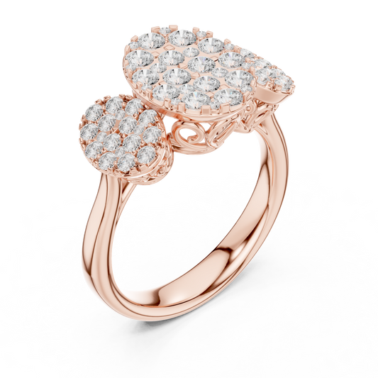 Triple Oval Shape Cluster With Round Cut Moissanite Wedding Ring - view 3