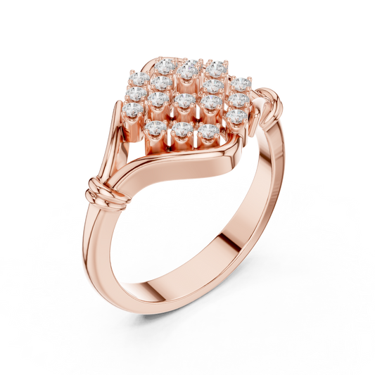 Round Cut Moissanite Ring Elegant Wave Framed Design - view 3