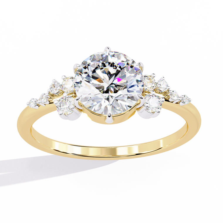Floral Round Brilliant Cut Moissanite Engagement Ring - view 2