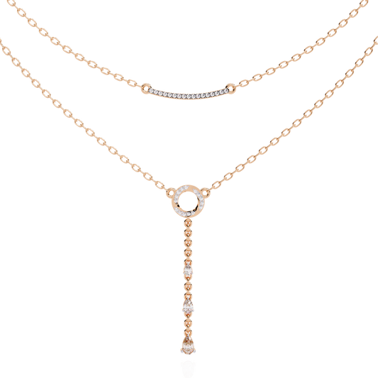 Double Layered Circle Drop Necklace - view 2