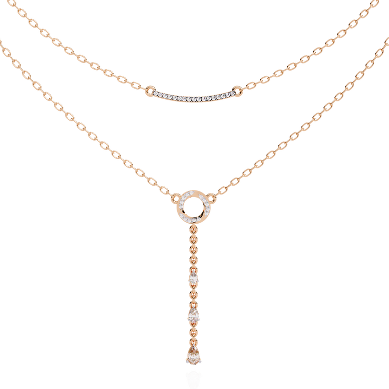Double Layered Circle Drop Necklace - view 2