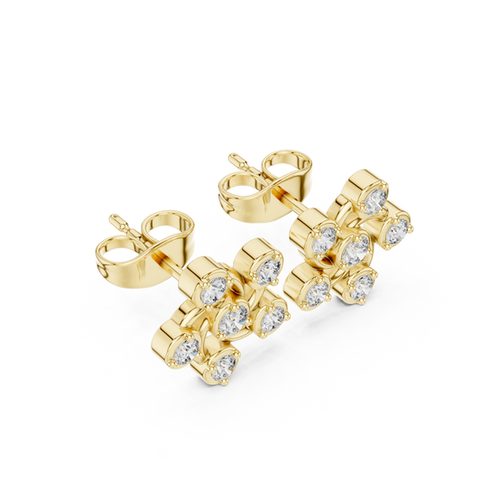 Pinwheel Swirl Lab Diamond Cluster Stud Earrings - view 4