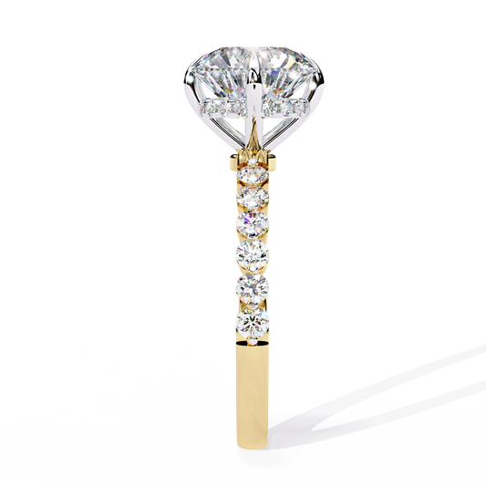 Round Solitaire Moissanite Engagement Ring With Pave Band - view 3