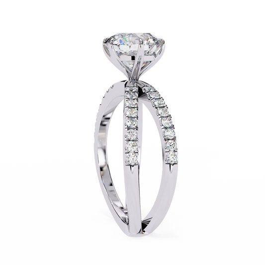 Round Cut Split Pave Band Moissanite Anniversary Ring - view 4