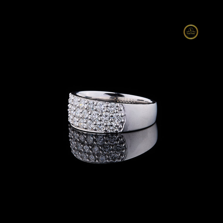 Round Cut Multi Row Pave Moissanite Wide Statement Band Ring - view 2