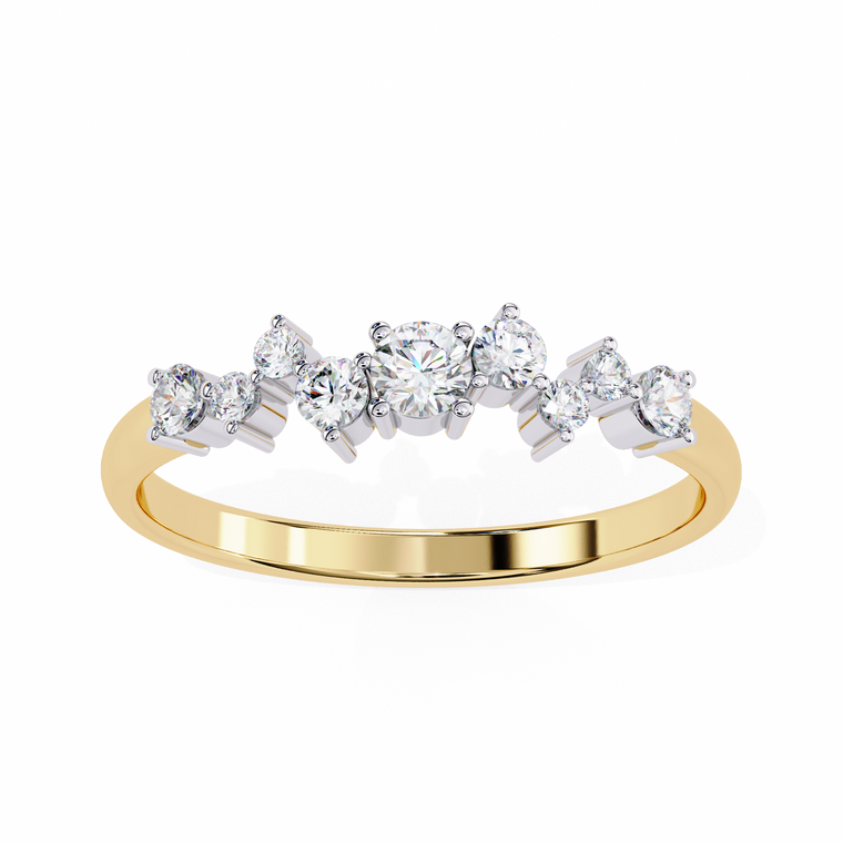 Cluster Round Cut Moissanite Wedding Band Eternity Ring - view 2