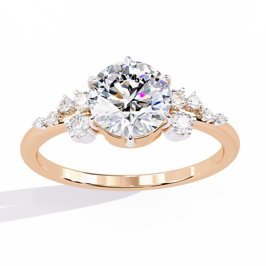 Floral Round Brilliant Cut Moissanite Engagement Ring - view 3