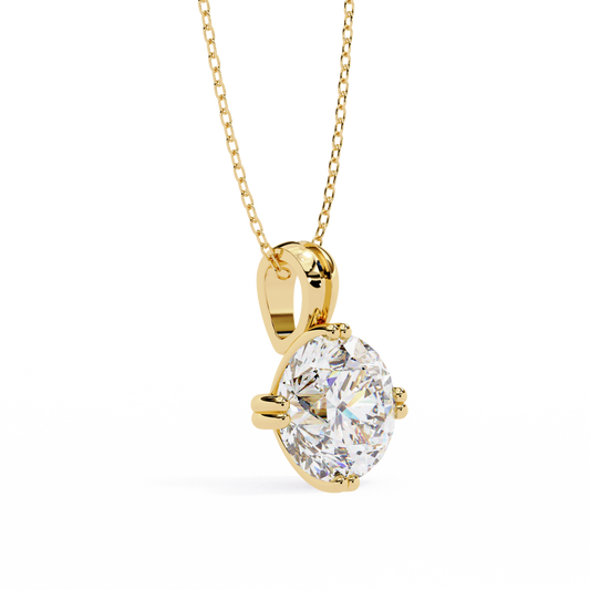 Round Solitaire Double Prong Four Point Pendant - view 2