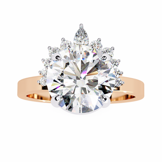 Round Cut Brilliant Floral Halo Lab Diamond Engagement Ring - view 3