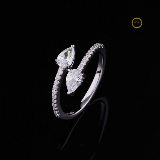 Toi et Moi Pear Open Bypass Engagement Ring - view 3