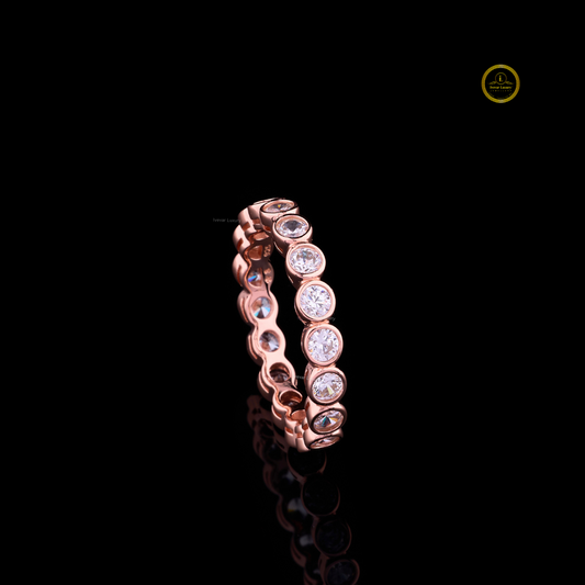 Round Lab Diamond Bezel Set Eternity Wedding Band Ring - view 3