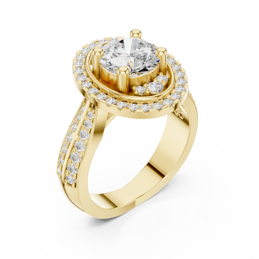 Round Cut Halo Lab Diamond Double Shank Diamond Engagement Ring - view 4