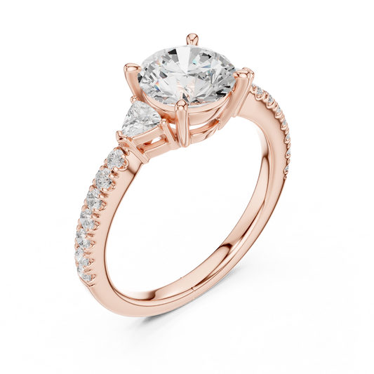 Round Cut Moissanite With Side Stone Pave Setting Ring - view 3