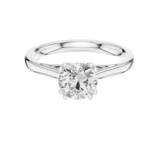 Round Cut Lab Diamond Split Shank Solitaire Engagement Rings - view 3