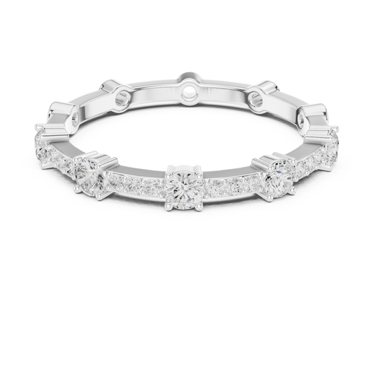 Round Moissanite Station Eternity Band - view 3