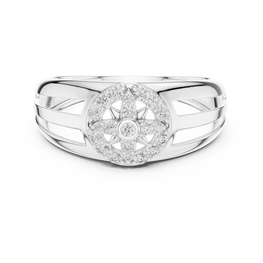 Floral Inspire Round Moissanite Open Band Engagement Ring - view 3