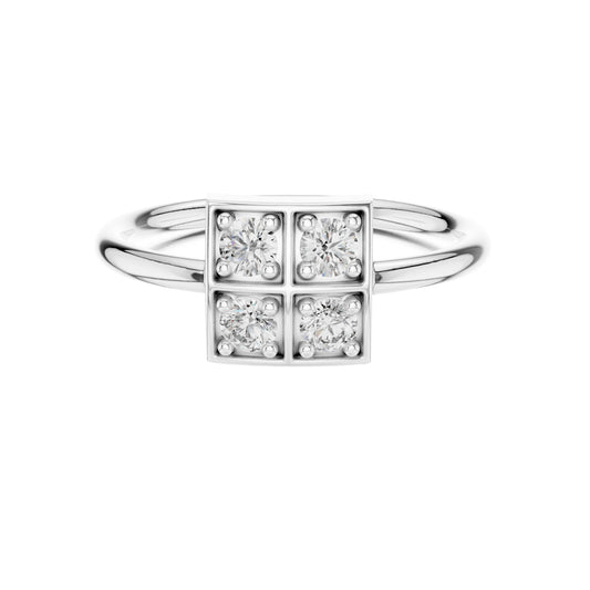 Square Quad Bezel Set Moissanite Cluster Ring - view 3