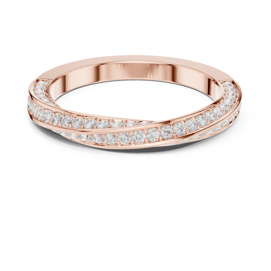 Round Cut Criss Cross Pave Lab Diamond Wedding Band Ring - view 2