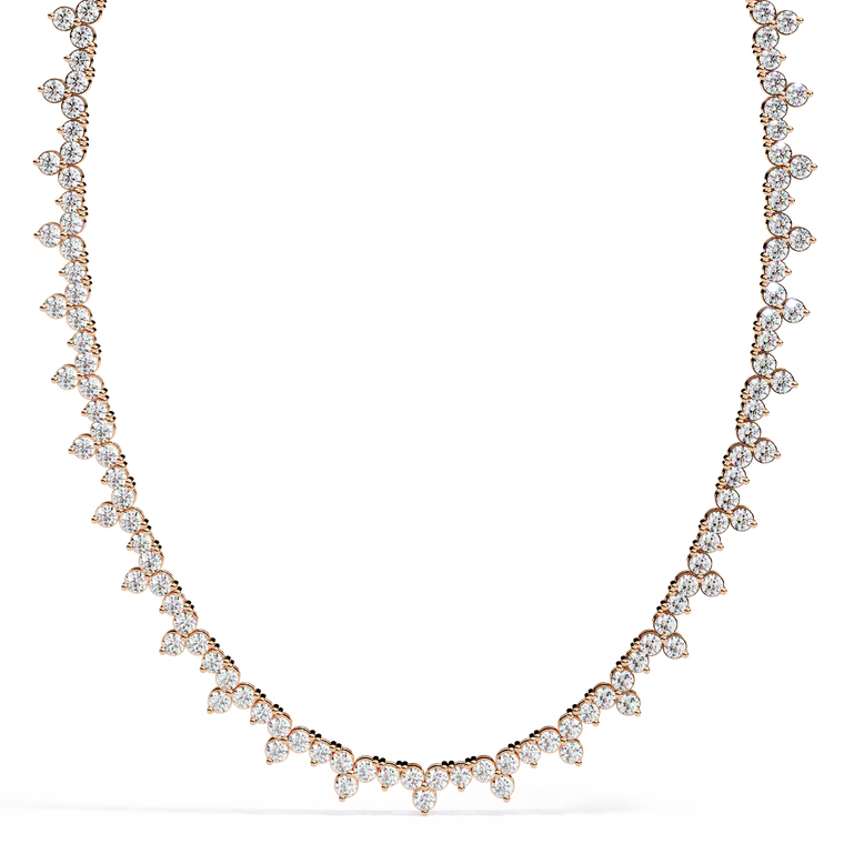 Round Cut Station Tennis Necklace - view 2