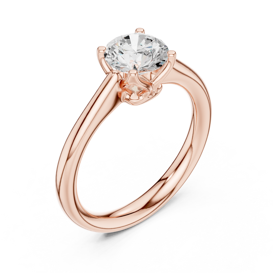 Round Cut Lab Diamond Solitaire Ring Four Prong Engagement Ring - view 3