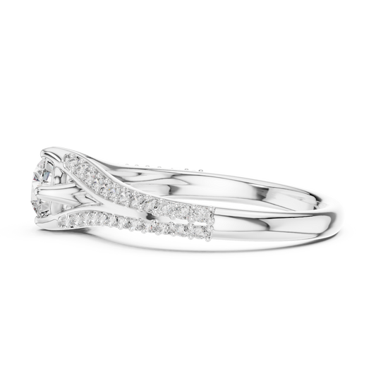Round Cut Lab Diamond Twisted Pave Engagement Ring - view 3
