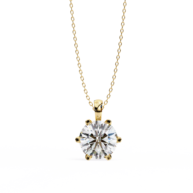 Round Solitaire Pendant with Six Prong Setting - view 2