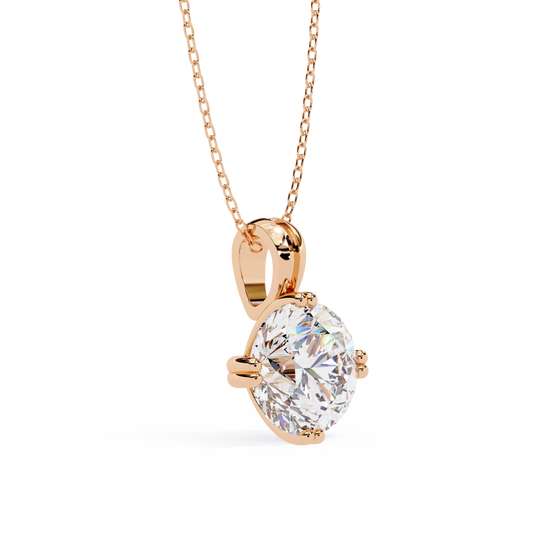 Round Solitaire Double Prong Four Point Pendant - view 3