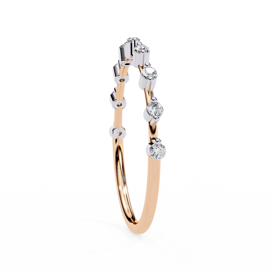Alternating Round and Baguette Lab Diamond Delicate Wedding Band - view 3