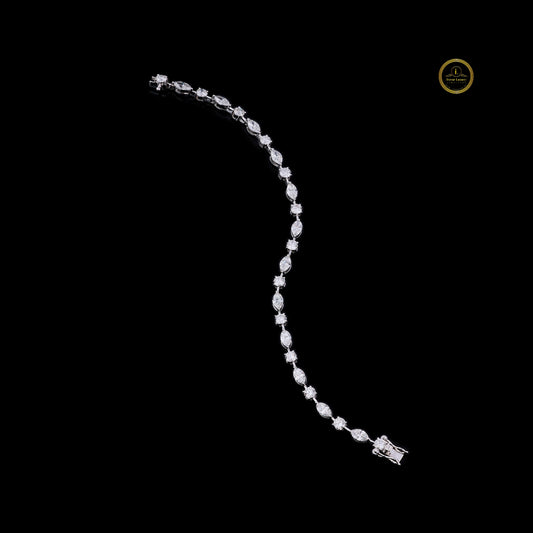 Alternating Marquise and Round Tennis Bracelet - view 2