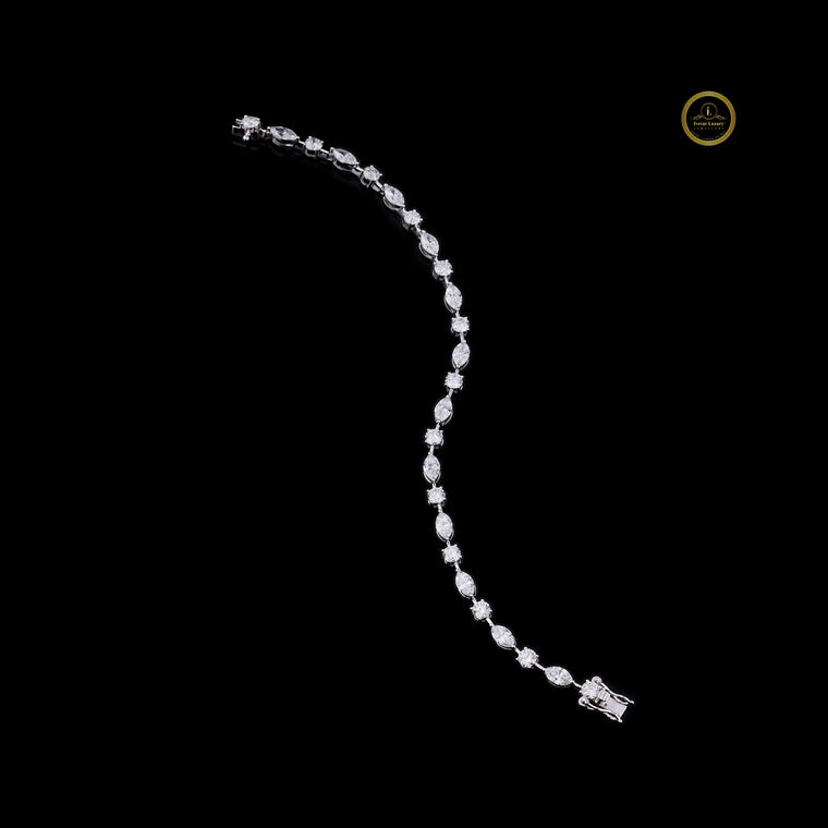 Alternating Marquise and Round Tennis Bracelet - view 2