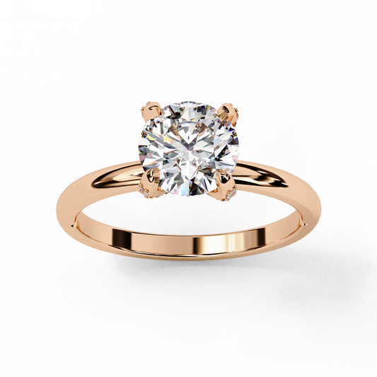 Round Cut Lab Diamond Brilliant Solitaire Engagement Ring with Plain Band - view 3